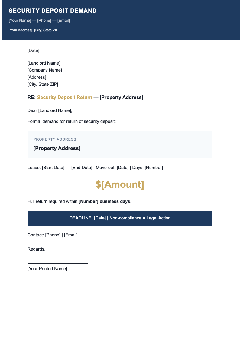 Real estate demand letter